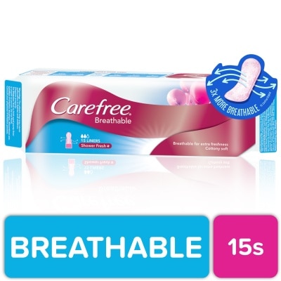 CAREFREE Carefree Breathable Panty Liners Flats 15s - Feminine Care, Odor Control, Absorb Discharge