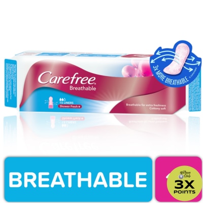 CAREFREE Carefree Breathable Panty Liners Flats 15s - Feminine Care, Odor Control, Absorb Discharge