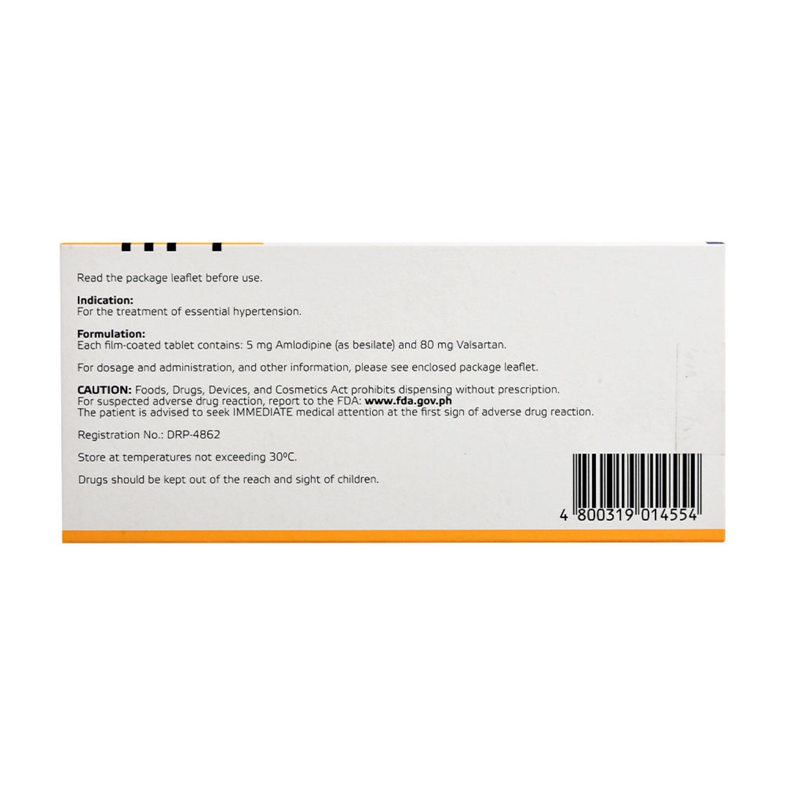 Exforge Amlodipine Besilate 5mg Valsartan 80mg 1 Tablet [Prescription Required]