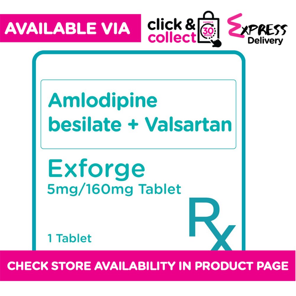 Exforge Amlodipine Besilate 5mg Valsartan 160mg 1 Tablet [Prescription Required]