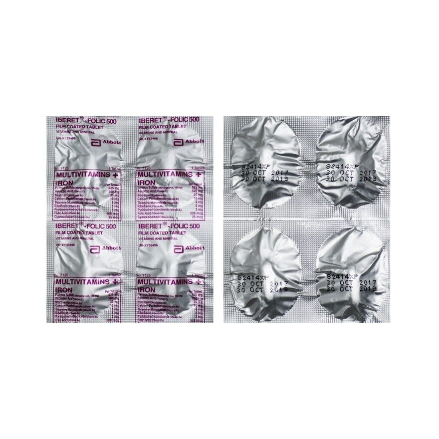 IBERETÂ Folic 500 Multivitamins + Iron with Folic Acid 1 Tablet