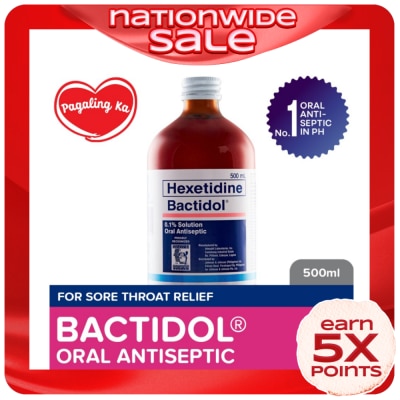 BACTIDOL Bactidol Oral Antiseptic Gargle Mouthwash 500ml for Sore Throat, Itchy Throat