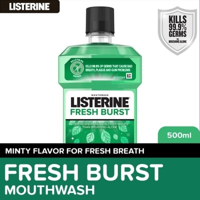 LISTERINE Listerine Fresh Burst Mouthwash 500ml - For Oral Care, Mint Fresh to Fight Bad Breath