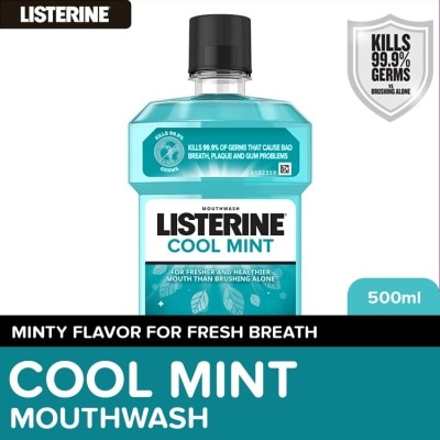 LISTERINE Listerine Cool Mint Mouthwash 500ml - Oral Care, Mint Fresh to Fight Bad Breath, Toothbrush Routine