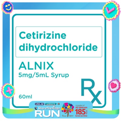 ALNIX Cetirizine dihydrochloride 5mg/5mL Syrup 60ml [PRESCRIPTION REQUIRED]