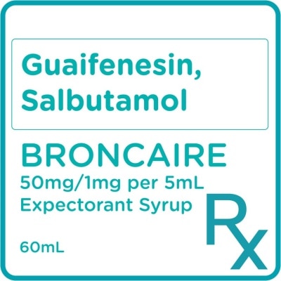 BRONCAIRE Guaifenesin Salbutamol 50mg/1mg/5mL Syrup 60 mL [PRESCRIPTION REQUIRED]