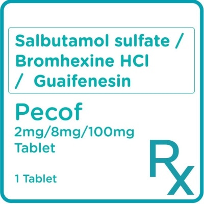 PECOF Salbutamol sulfate 2mg + Bromhexine HCl 8mg + Guaifenesin 100mg 1 Tablet [PRESCRIPTION REQUIRED]