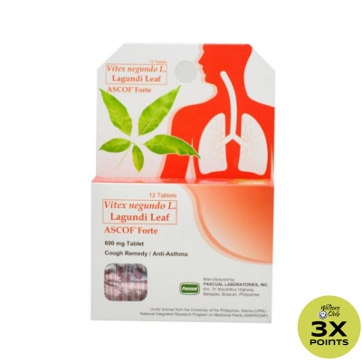 ASCOF Lagundi for Adults 600 mg Tablet x12Tablets/Pack