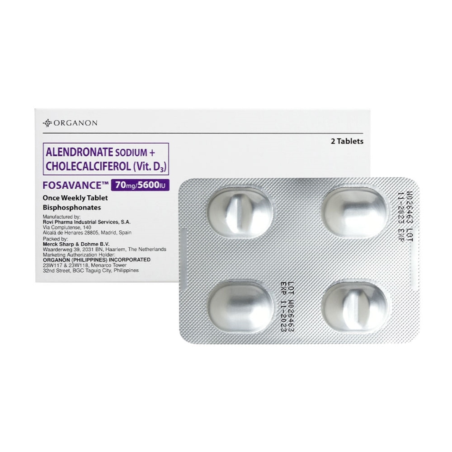 Alendronate Sodium 70mg + Cholecalciferol 5600IU 2 Tablets/Box [PRESCRIPTION REQUIRED]