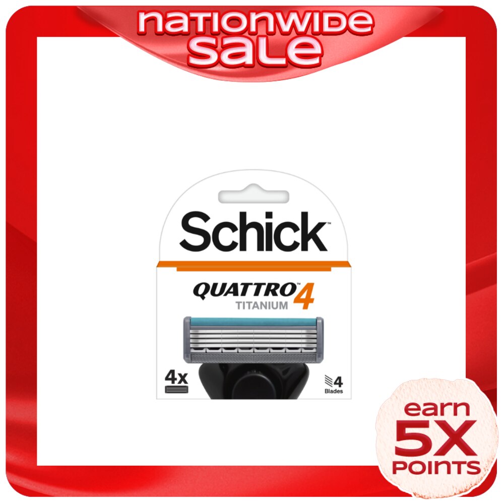 Quattro Titanium Razor Blade Refills For Men - 4 Count