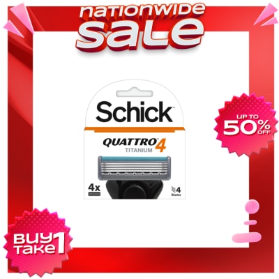 SCHICK Quattro Titanium Razor Blade Refills For Men - 4 Count