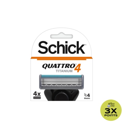 SCHICK Quattro Titanium Razor Blade Refills For Men - 4 Count