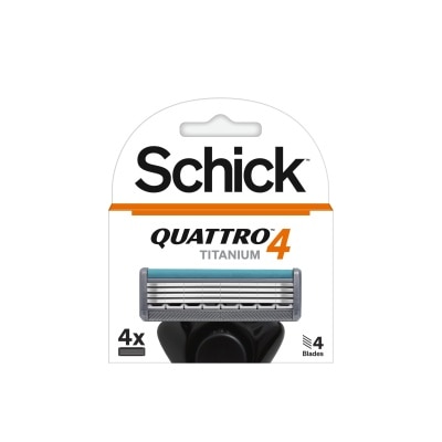 SCHICK Quattro Titanium Razor Blade Refills For Men - 4 Count