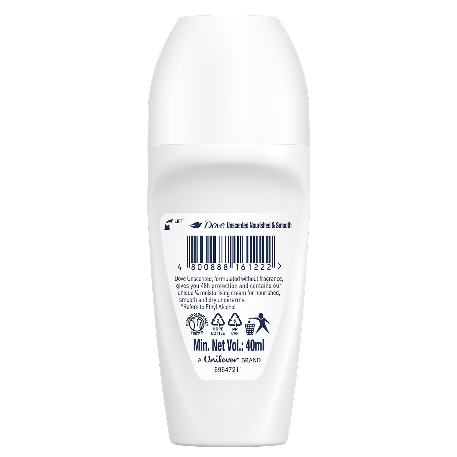 Dove Deodorant Roll On Unscented 40ml