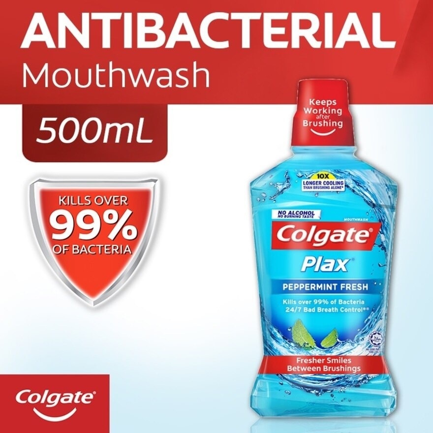 Plax Peppermint Fresh Mouthwash 500ml