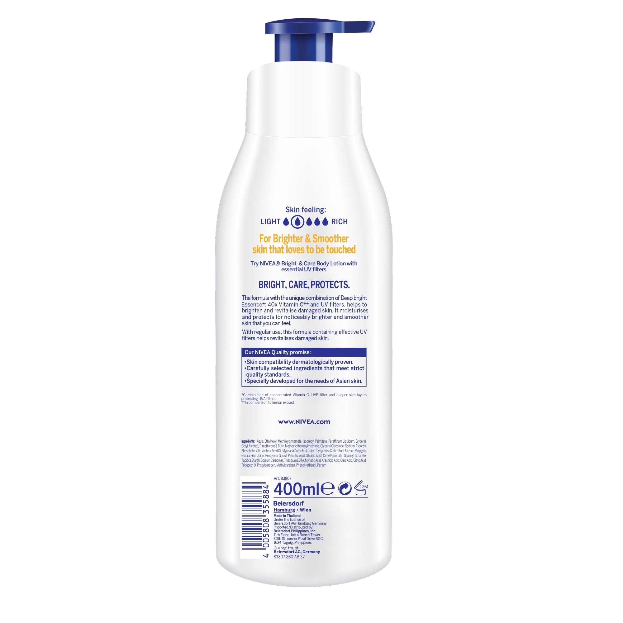 NIVEA Body Extra Bright Radiant & Smooth Lotion with UV Filter 380ml