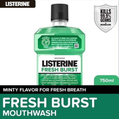 LISTERINE Listerine Fresh Burst Mouthwash 750ml - For Oral Care, Mint Fresh to Fight Bad Breath