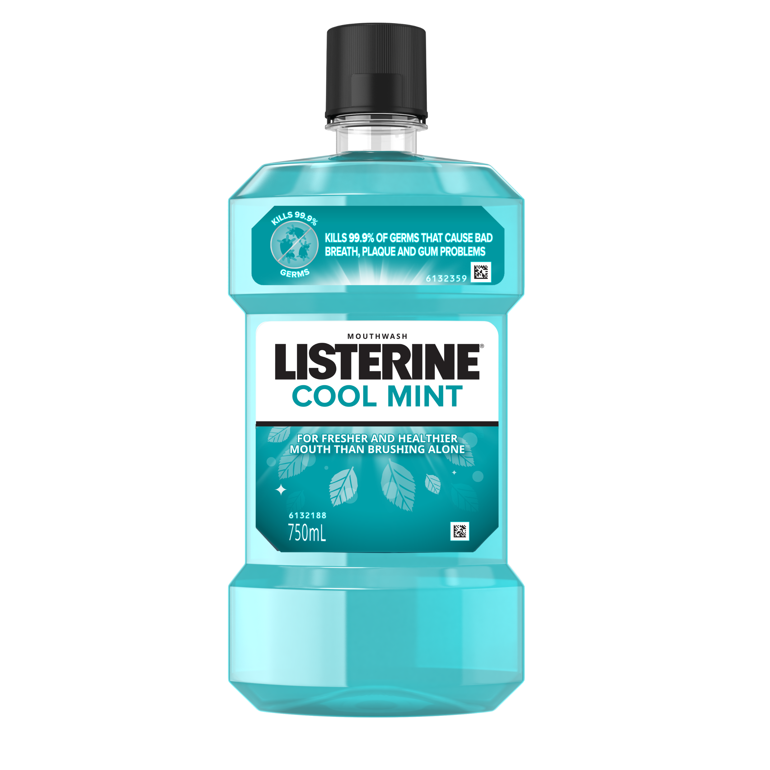 Listerine Cool Mint Mouthwash 750ml - Oral Care, Mint Fresh to Fight Bad Breath, Toothbrush Routine