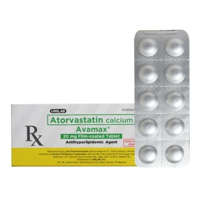 AVAMAX Atorvastatin calcium 20mg 1 Film-coated Tablet [PRESCRIPTION REQUIRED]