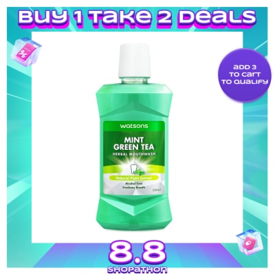 WATSONS Mint Green Tea Herbal Mouthwash 500ml