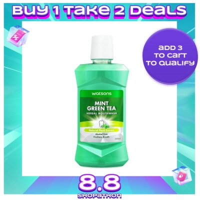 WATSONS Mint Green Tea Herbal Mouthwash 500ml