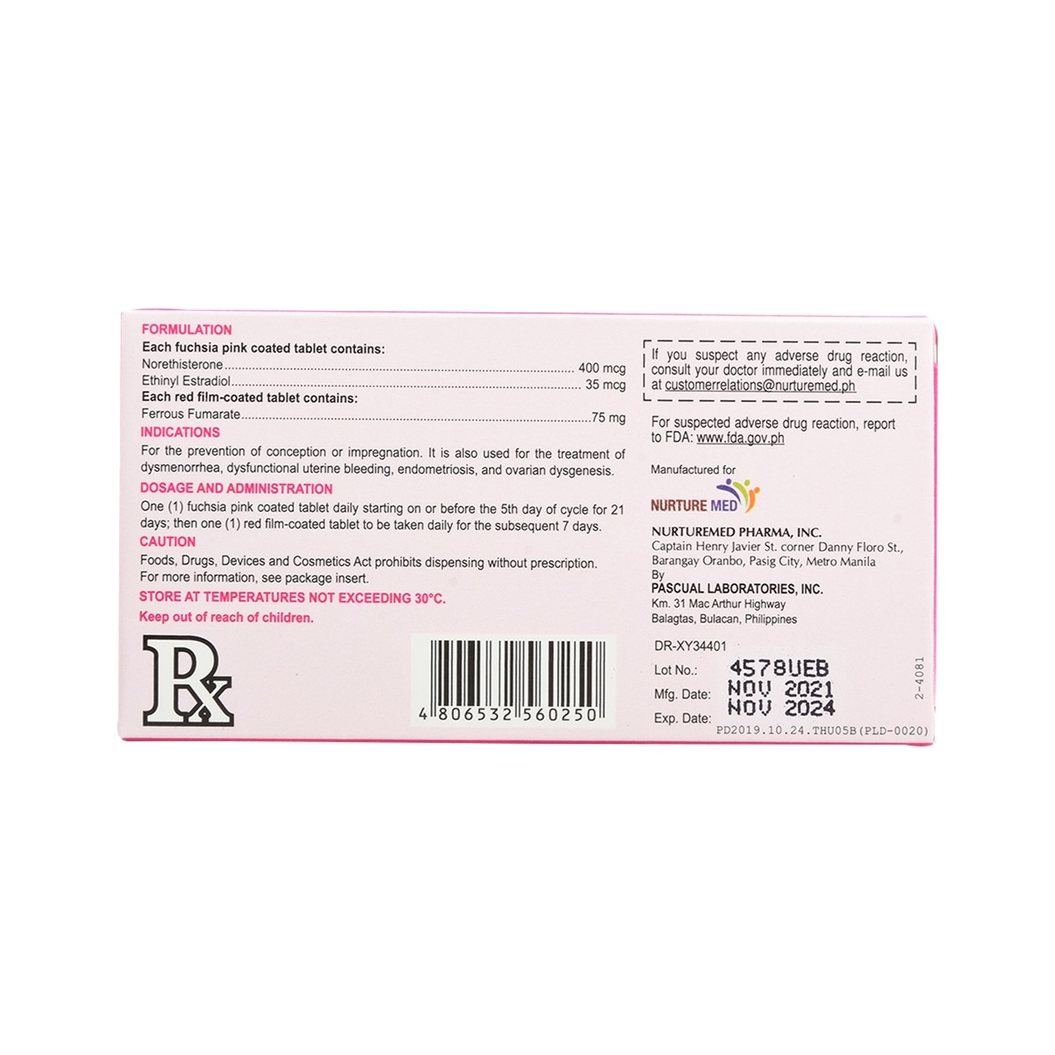 Norethisterone + Ethinyl Estradiol + Ferrous Fumarate 1 Pack [Prescription Required]