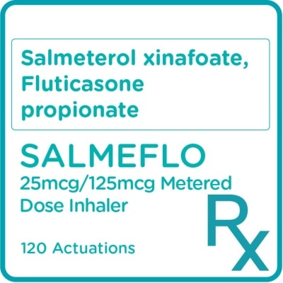 SALMEFLO Salmeterol xinafoate 25mcg + Fluticasone propionate 125mcg 120 Actuations [PRESCRIPTION REQUIRED]