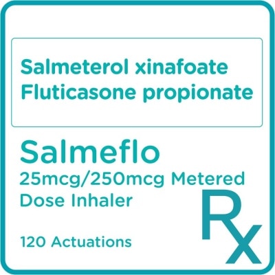 SALMEFLO Salmeterol xinafoate 25mcg + Fluticasone propionate 250mcg 120 Actuations [PRESCRIPTION REQUIRED]