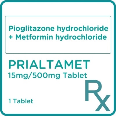 PRIALTAMET Pioglitazone hydrochloride + Metformin hydrochloride 15mg/500mg 1 Tablet [PRESCRIPTION REQUIRED]