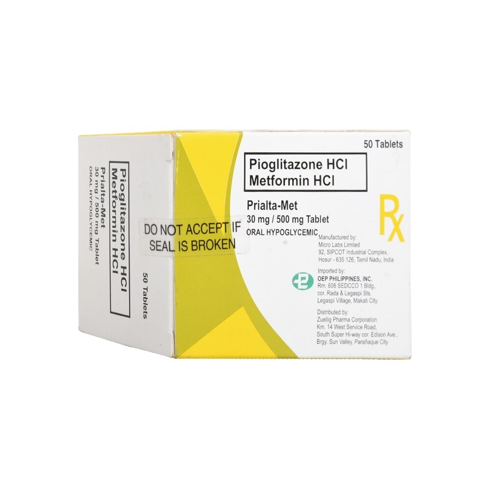 Prialta Pioglitazone 30mg+ Metformin 500mg 1 Tablet [Prescription Required]