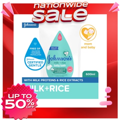 JOHNSONS BABY Johnson's Milk + Rice Baby Bath 600ml Refill-Baby Essentials,Baby Care,Baby Wash,Body Wash For Baby