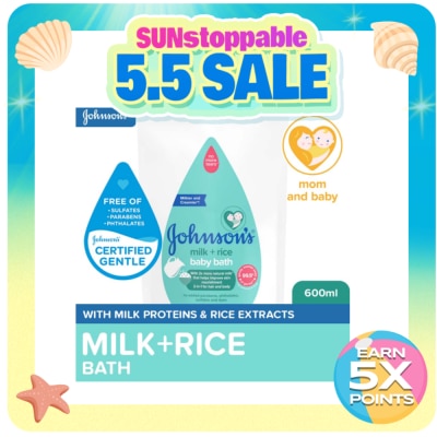 JOHNSONS BABY - Johnson's Milk + Rice Baby Bath 600ml Refill-Baby Essentials,Baby Care,Baby Wash,Body Wash For Baby