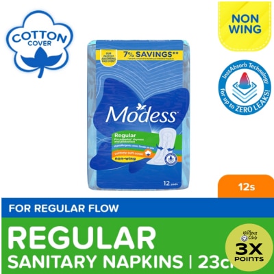 MODESS Modess Regular Cottony Soft Non-Wing Sanitary Napkin 12s - Regular Flow,Fast Absorbing Against Leaks