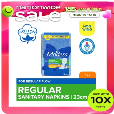 MODESS - Modess Regular Cottony Soft Non-Wing Sanitary Napkin 12s - Regular Flow,Fast Absorbing Against Leaks
