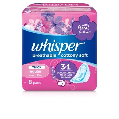 WHISPER Cottony Clean Diaper Flow Wings 8 Pads [SANITARY NAPKIN]