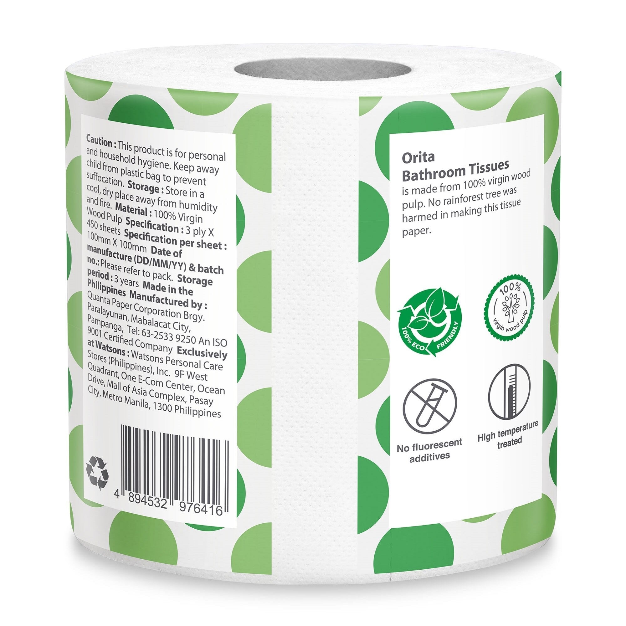 Bathroom Tissue Single 3ply 450 sheets