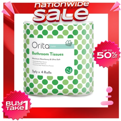 ORITA 3-ply 4 Rolls Bathroom Tissue