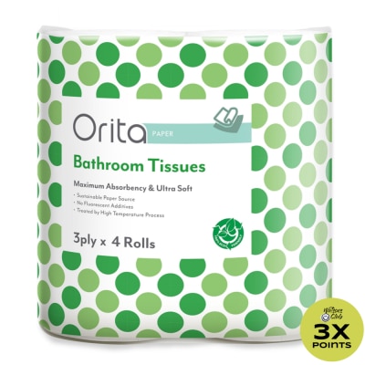 ORITA 3-ply 4 Rolls Bathroom Tissue