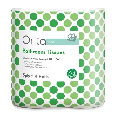 ORITA 3-ply 4 Rolls Bathroom Tissue