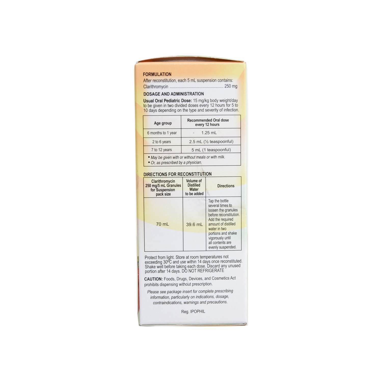 Clarithromycin Suspension 250mg/5mL 70mL [PRESCRIPTION REQUIRED]