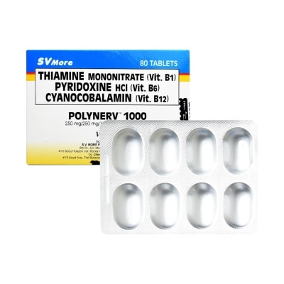 POLYNERV Thiamine Mononitrate; Pyridoxine Hydrochloride; Cyanocobalamin  1 Tablet [Prescription Required]