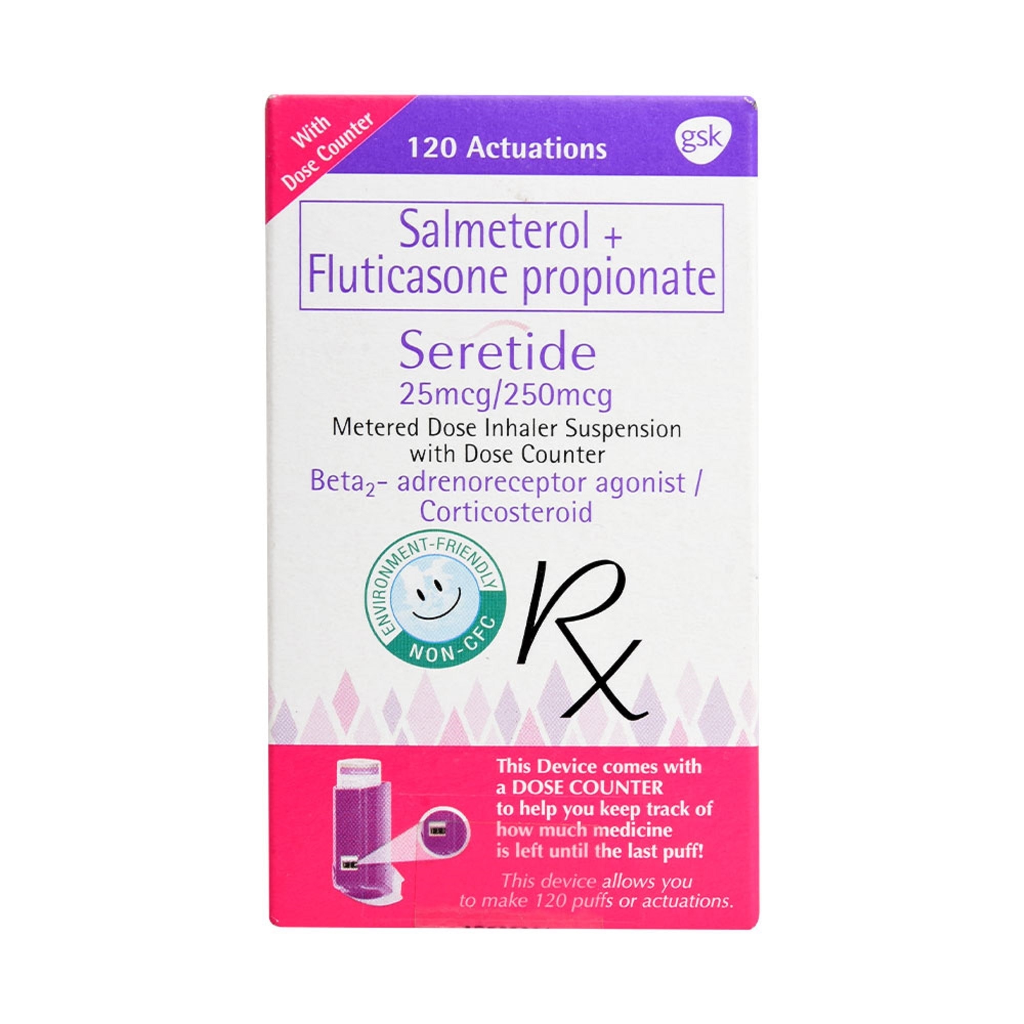 Salmeterol xinafoate 25mcg + Fluticasone Propionate 250mcg Metered Dose Inhaler 120 Acctuations