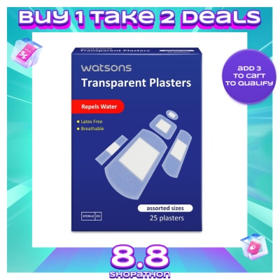 WATSONS Transparent Plaster 25s Assorted Sizes