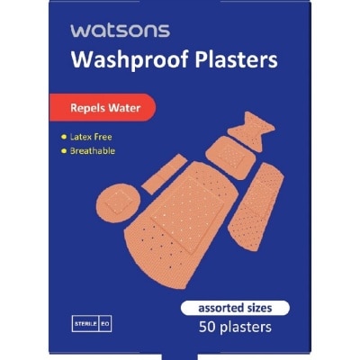 WATSONS Washproof Plasters 50s Assorted Sizes