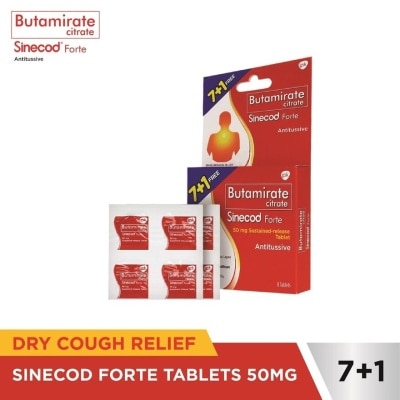 SINECOD Butamirate Citrate 50mg 7+1 Tablets