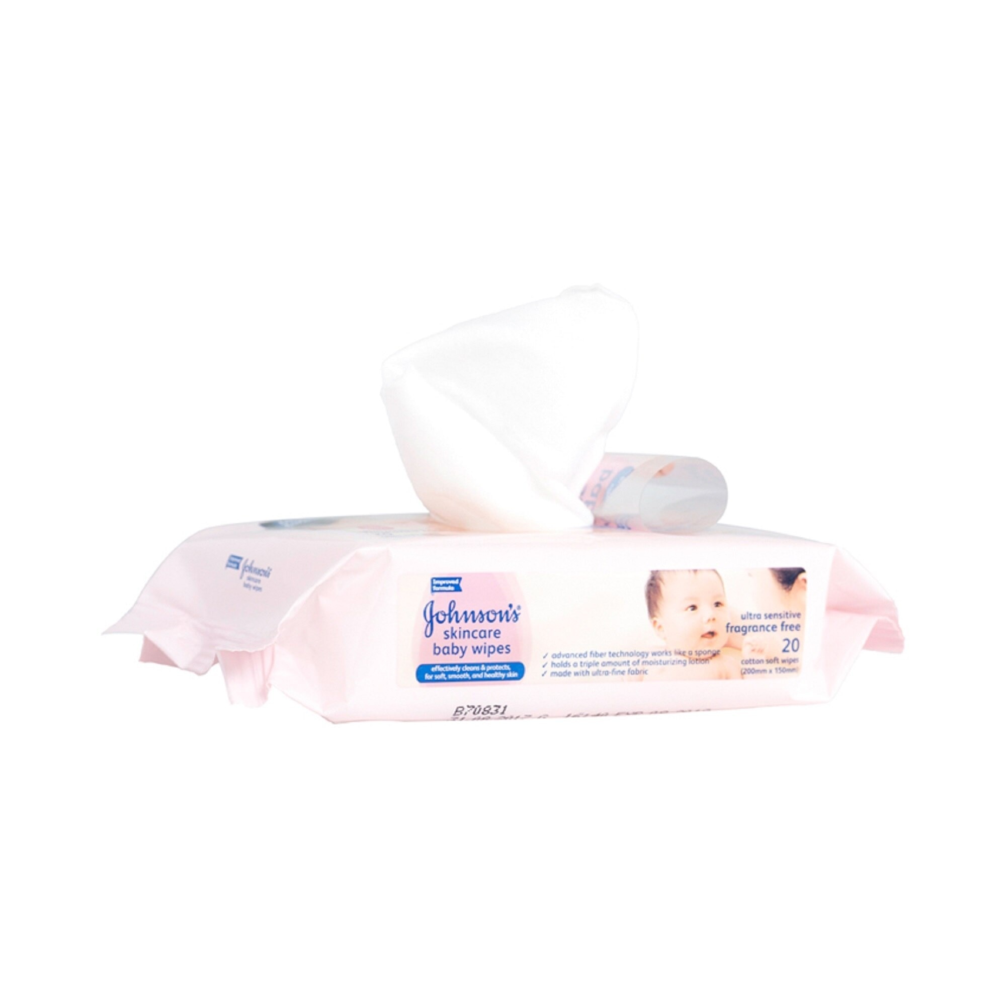 Johnson's Fragrance Free Baby Wipes 20s - Wipes for Baby, Baby Care, Baby Essentials, Wet Wipes