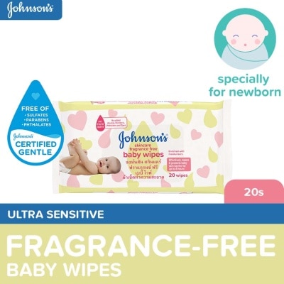 JOHNSONS BABY Johnson's Fragrance Free Baby Wipes 20s - Wipes for Baby, Baby Care, Baby Essentials, Wet Wipes