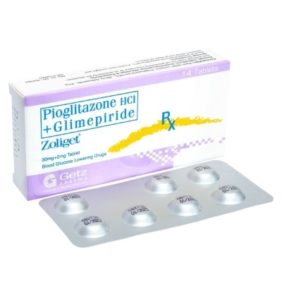 ZOLIGET Pioglitazone + Glimepiride 30mg 2mg 1 Tablet