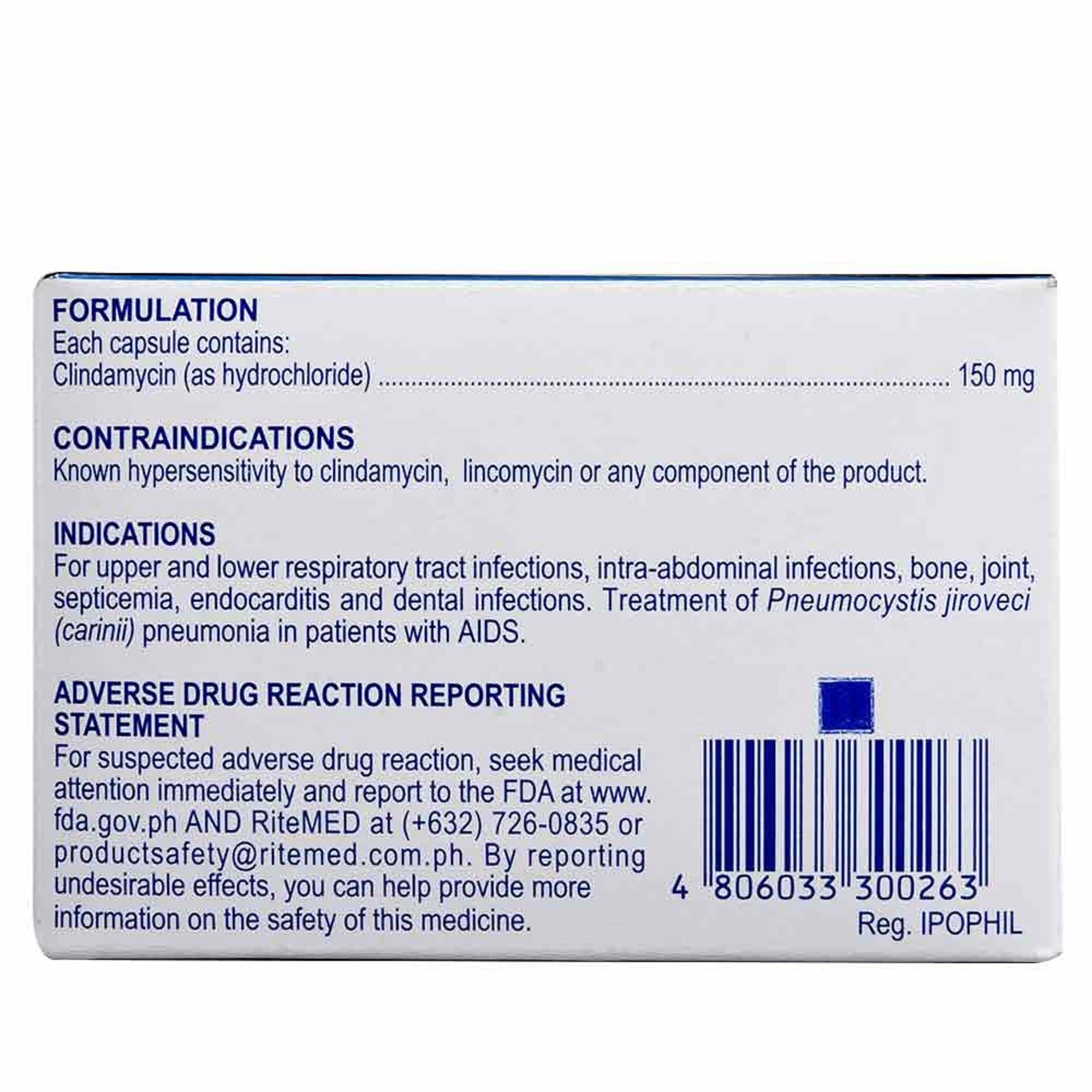 Clindamycin Hydrochloride 150mg 1 Capsule [PRESCRIPTION REQUIRED]