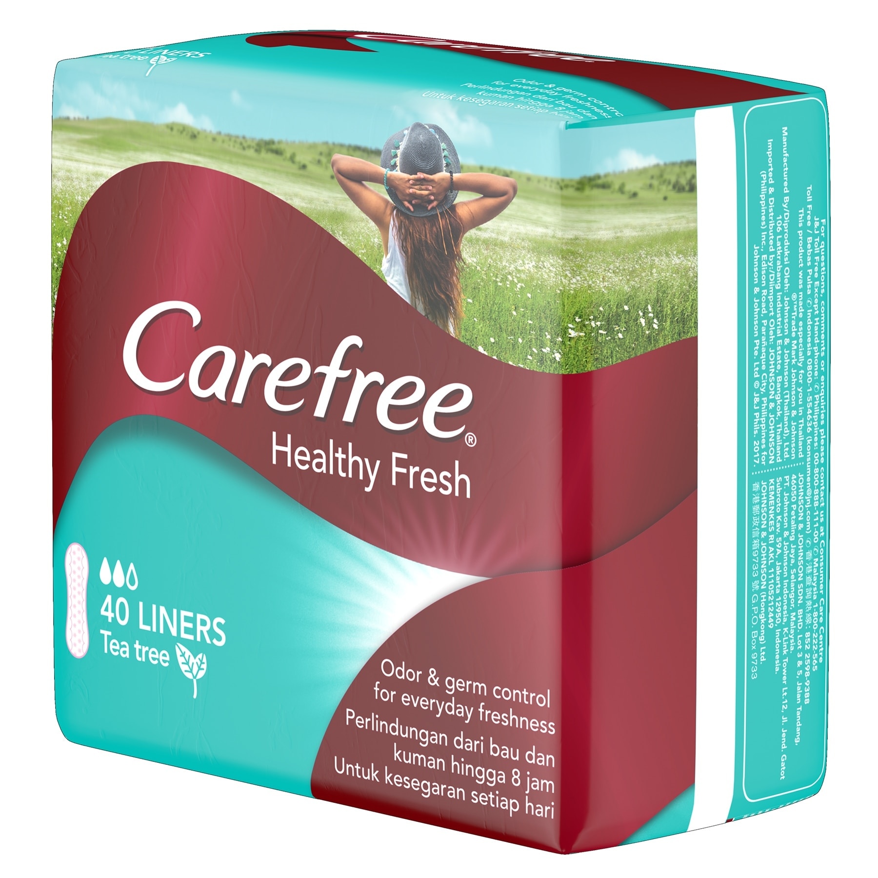 Carefree Healthy Fresh Panty Liners 40s - Feminine Care, Odor Control, Absorb Discharge